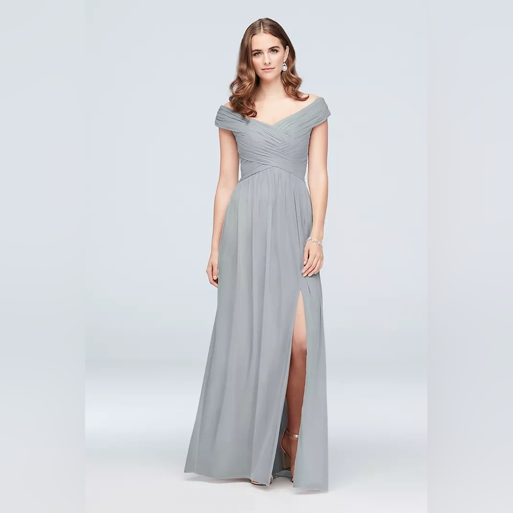 Celebrate DB Studio Crisscross Off-the-Shoulder Mesh Dress